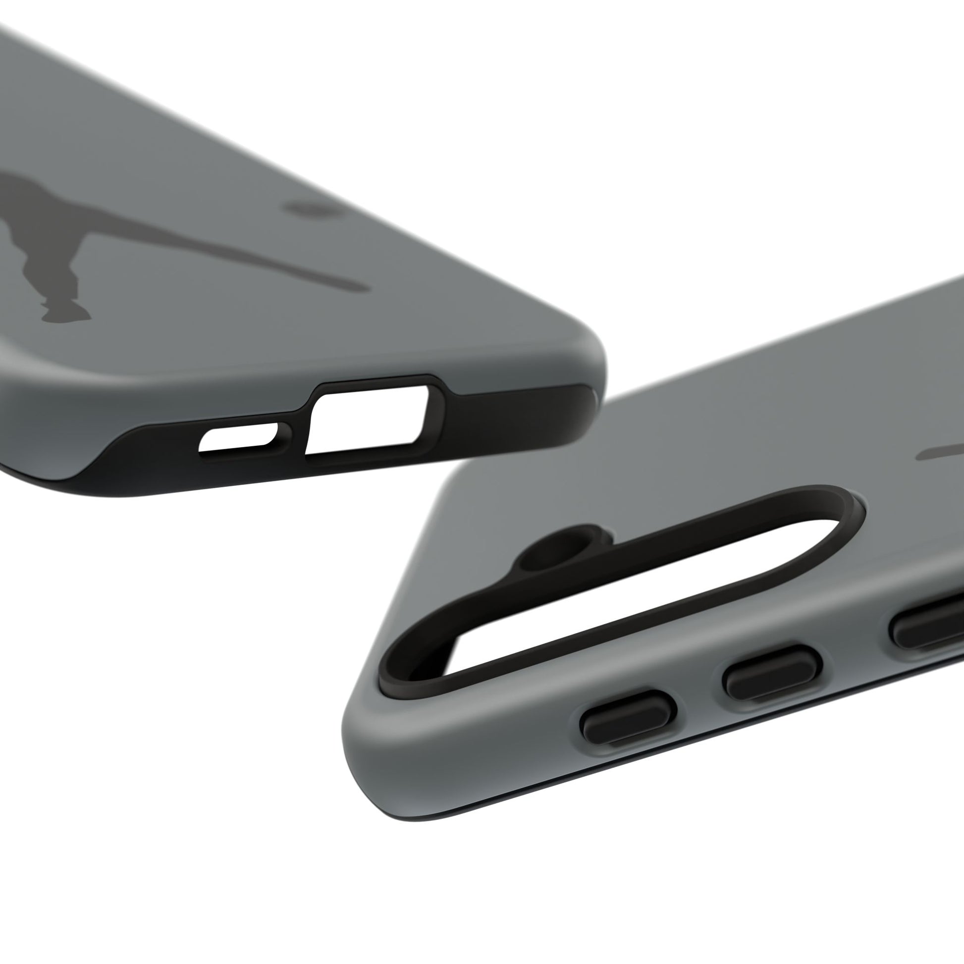 Black tough phone case with white baseball silhouette design for iPhone, providing durable protection and sporty style.