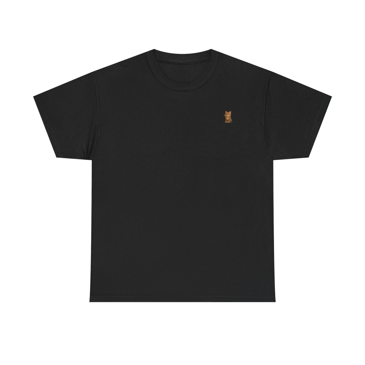Brown kitten graphic T-shirt for cat lovers, featuring a cute feline design on a comfortable Printify cotton tee.