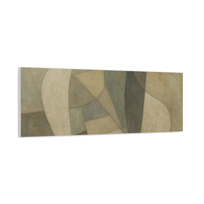 Abstract neutral geometric shapes on matte canvas, modern wall art by Printify featuring minimalist design and neutral tones.
