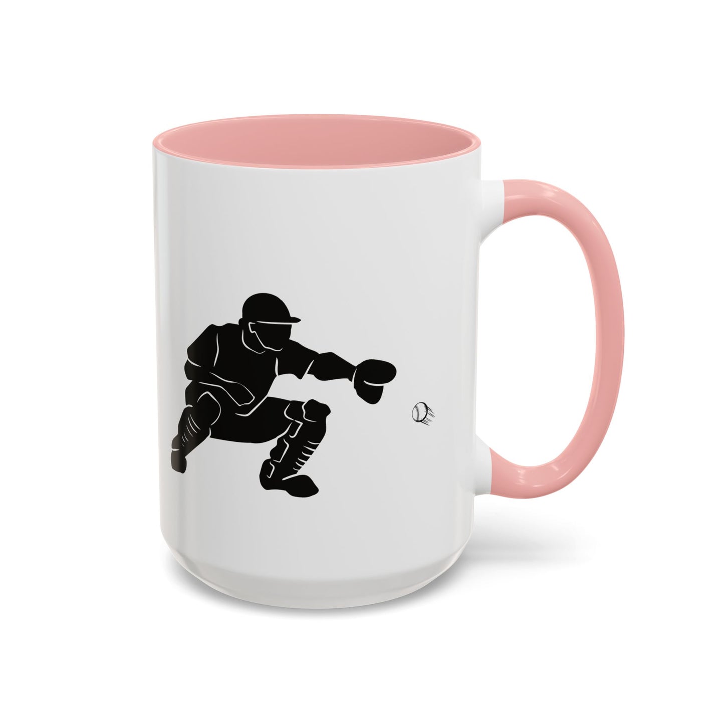 Baseball Catcher Coffee Mug, Sports Gift for Coaches, Black Accent Mug for Fans, Perfect for Birthdays & Celebrations, Unique Cup - TRV