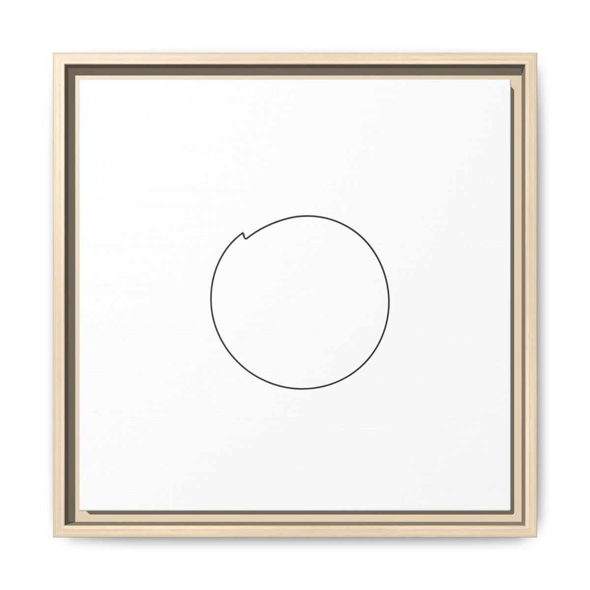 Framed matte canvas wall art featuring a minimal circular line design, perfect for modern home decor.