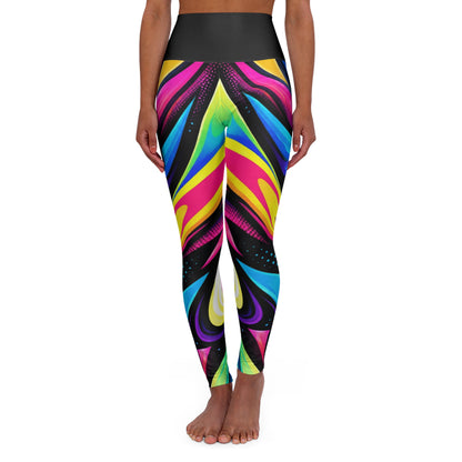 Neon Swirl Pattern High Waisted Yoga Leggings | Colorful Abstract Fitness Wear