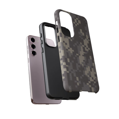 Printify camouflage tough phone case with rugged digital camo design, durable protective cover for smartphones.