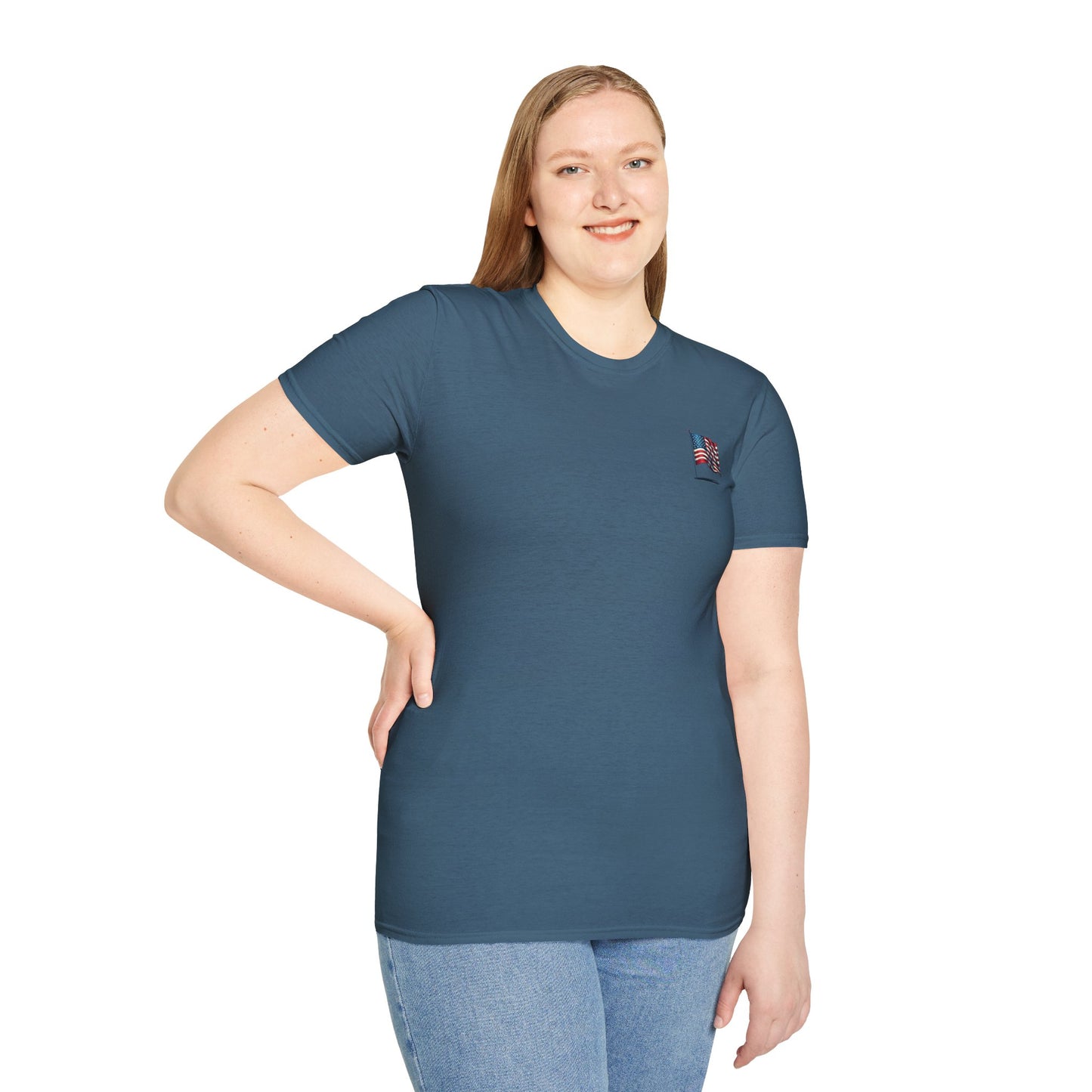 Patriotic Unisex Softstyle T-Shirt, American Flag Tee, USA Pride Shirt, Perfect for Independence Day, Casual Wear - TRV