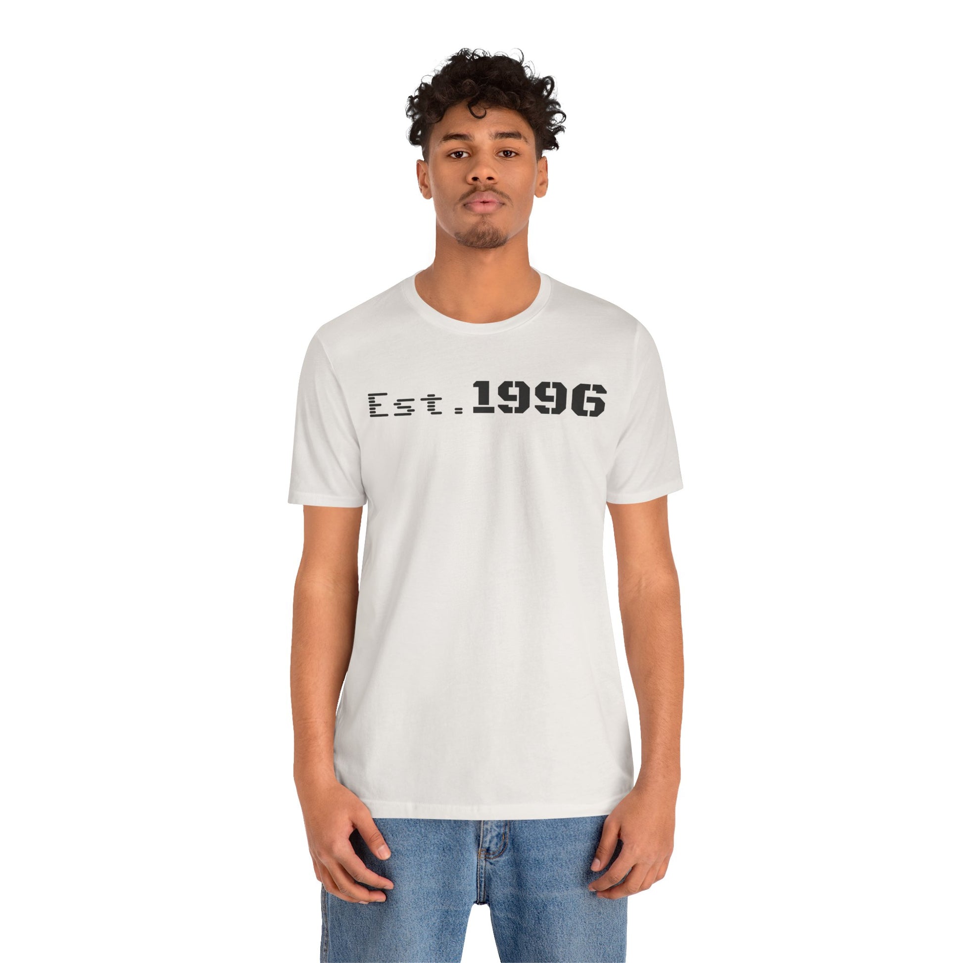 Unisex Jersey Tee - 'Est. 1996' Graphic Shirt, Birthday Gift, Casual Wear, Vintage Style, Retro Fashion, Gift for Him/Her - TRV