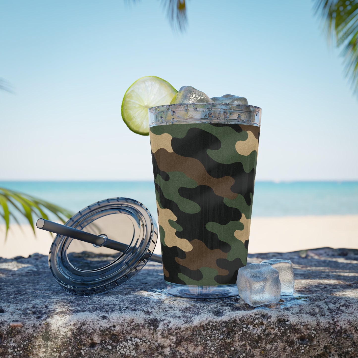 Stylish Camo Tumbler, 16oz Cup with Straw, Perfect for Outdoor Adventures, Gifts for Him, Travel Mug, Eco-friendly Drinkware, Camping