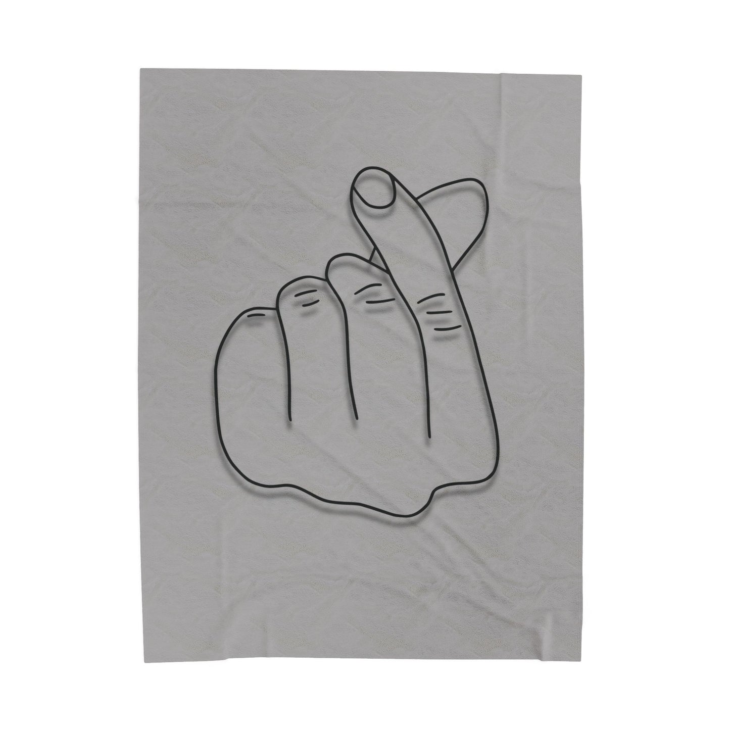 All-over print velveteen plush blanket featuring a heart gesture design, ideal for cozy home decor and gift-giving.