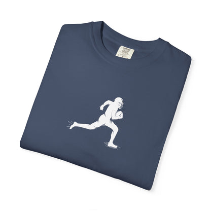 Sporty Unisex Garment-Dyed T-Shirt with Football Player Graphic, Activewear, Casual Wear, Gift for Runners, Fitness Apparel, Everyday Style