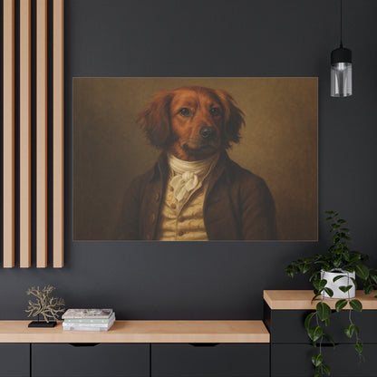 Printify Regal dog portrait on matte canvas showing a detailed, realistic image of a dog printed on high-quality canvas.