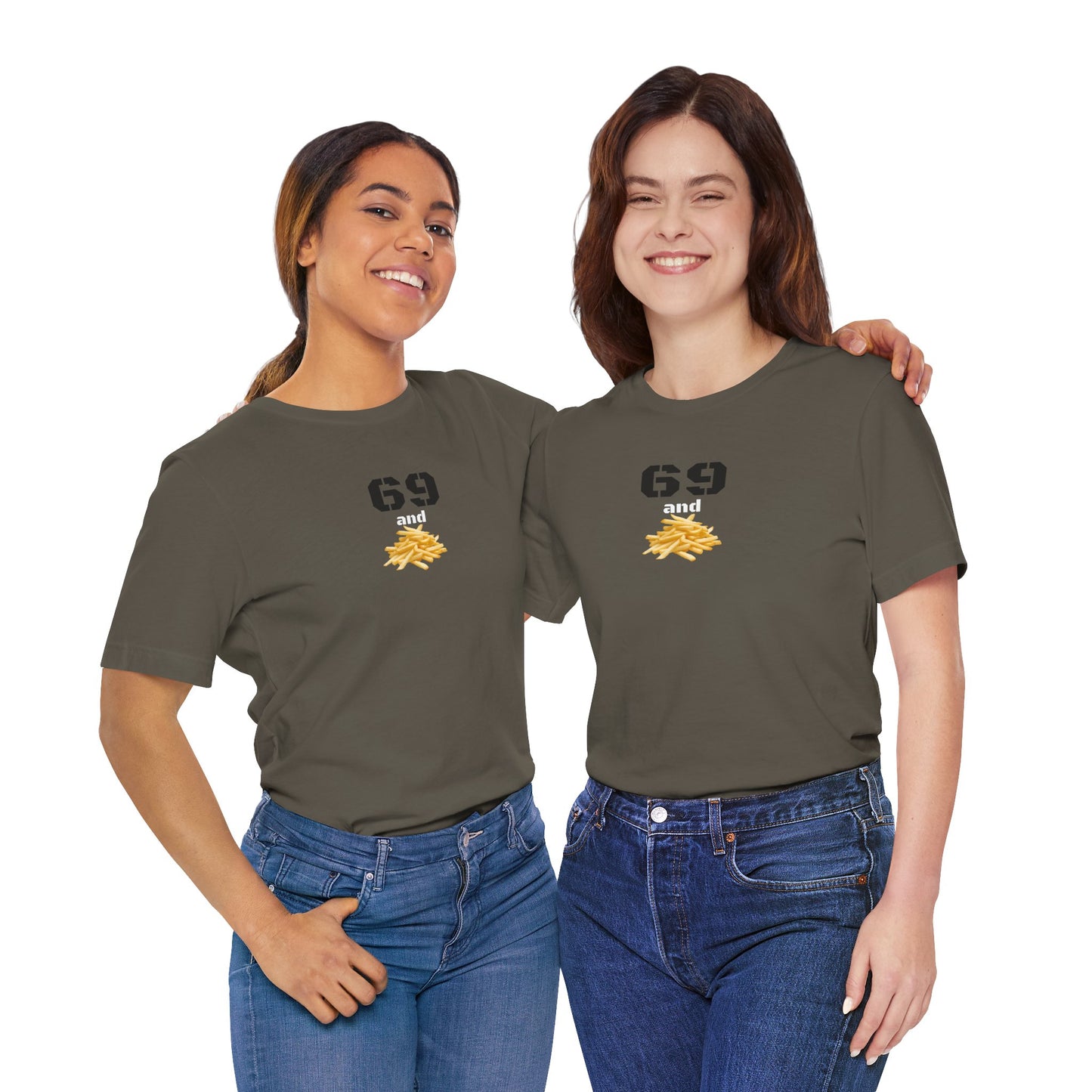 Funny 69 And French Fries Graphic Tee, Casual Humor Shirt, Cute Gift, Stylish Graphic Top, Unisex Quirky T-Shirt, Everyday Wear