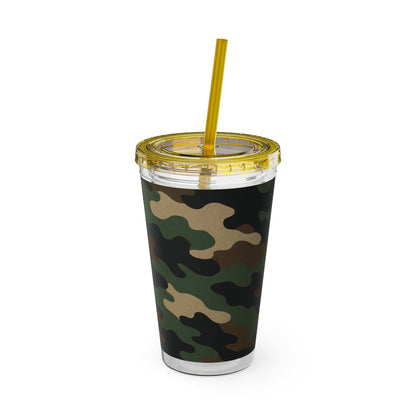 Stylish Camo Tumbler, 16oz Cup with Straw, Perfect for Outdoor Adventures, Gifts for Him, Travel Mug, Eco-friendly Drinkware, Camping - TRV