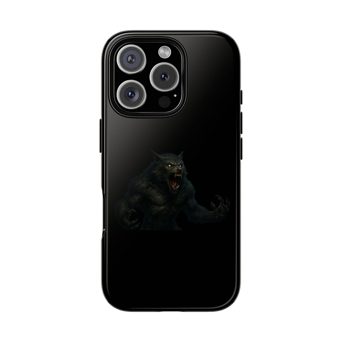 Dark monster graphic werewolf phone case from Printify, tough protective design for smartphones with a spooky, detailed monster illustration.