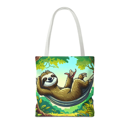 Cute eco-friendly sloth tote bag by Printify, featuring a charming sloth design, perfect for animal lovers and everyday use.