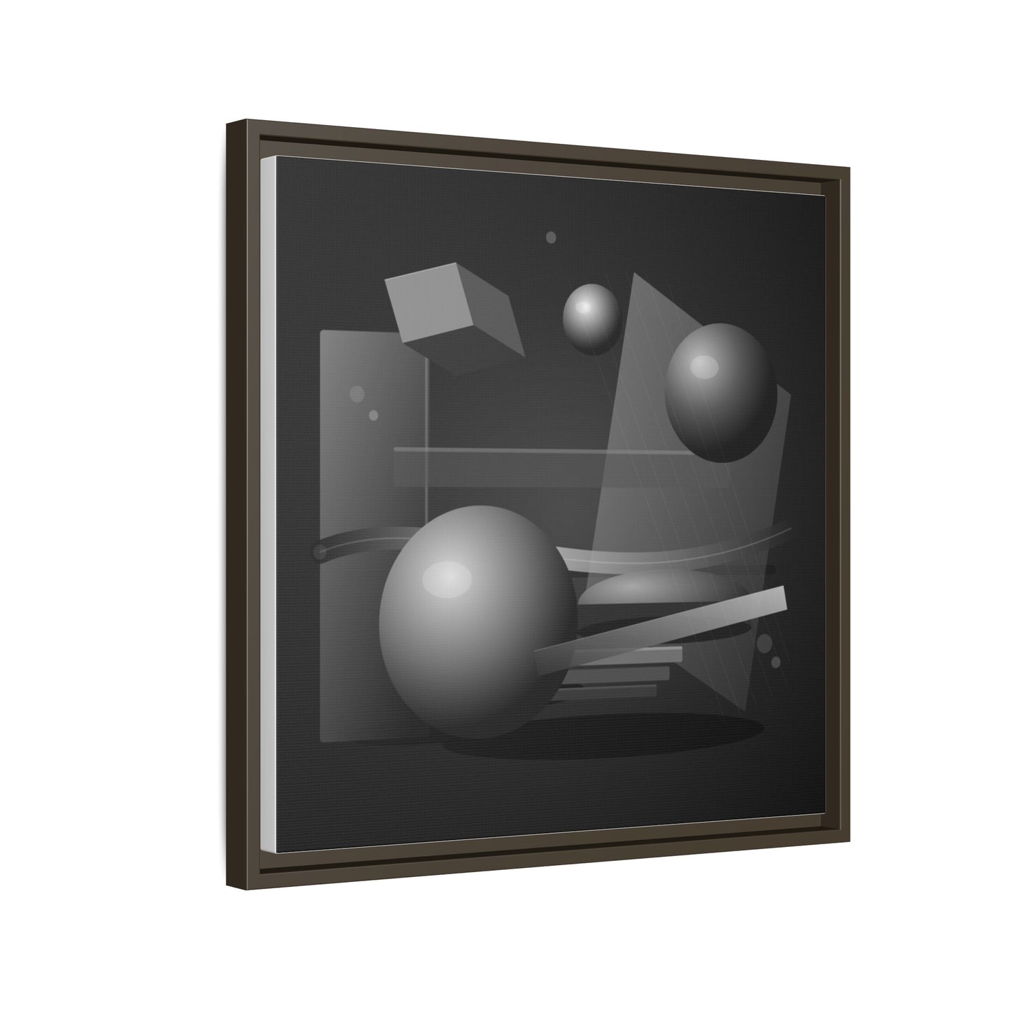 Monochrome Geometric Spheres Canvas Framed Wall Art | Matte Print