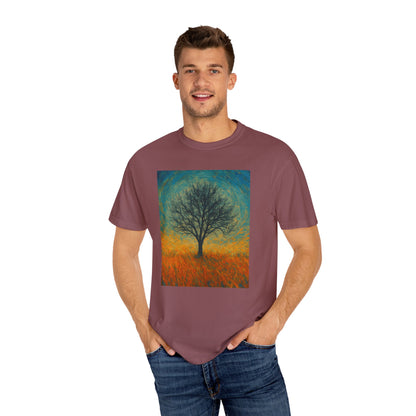 Nature-Themed Unisex Garment-Dyed T-Shirt - Tree Design, Bohemian Tee, Nature Lover Gift, Eco-Friendly Fashion, Casual Wear - TRV