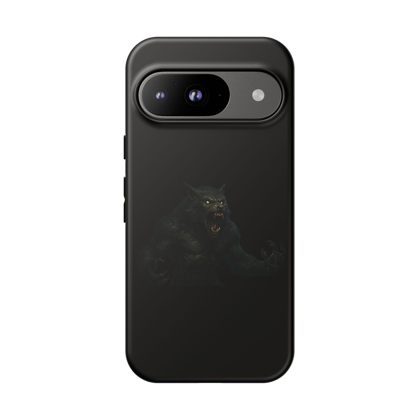 Dark werewolf monster graphic phone case by Printify, featuring a tough protective design for smartphones.