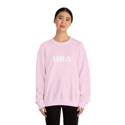 Printify USA crewneck sweatshirt with patriotic design, cozy and stylish for all seasons, suitable for casual wear.