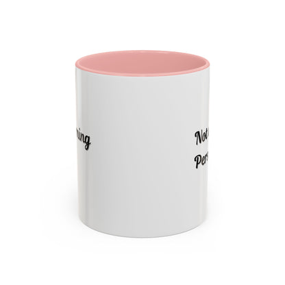 Ceramic "Not a Morning Person" coffee mug in 11oz or 15oz size, with black lettering on a white mug, by Printify.