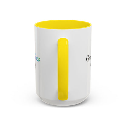 Printify Good Vibes Only accent coffee mug with positive morning quote, ceramic tea cup with cheerful design.