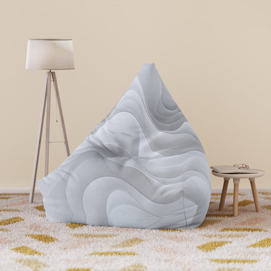 Abstract White Wave Pattern Bean Bag Chair Cover | Modern Geometric Home Decor