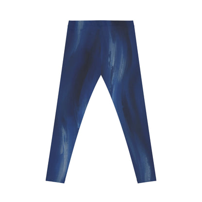 Women's blue marble print leggings with all-over pattern, casual yoga pants from Printify, featuring vibrant marble design.