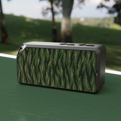 Camo Portable Bluetooth Speaker — Compact Wireless Speaker with Green Tiger Camo Grill