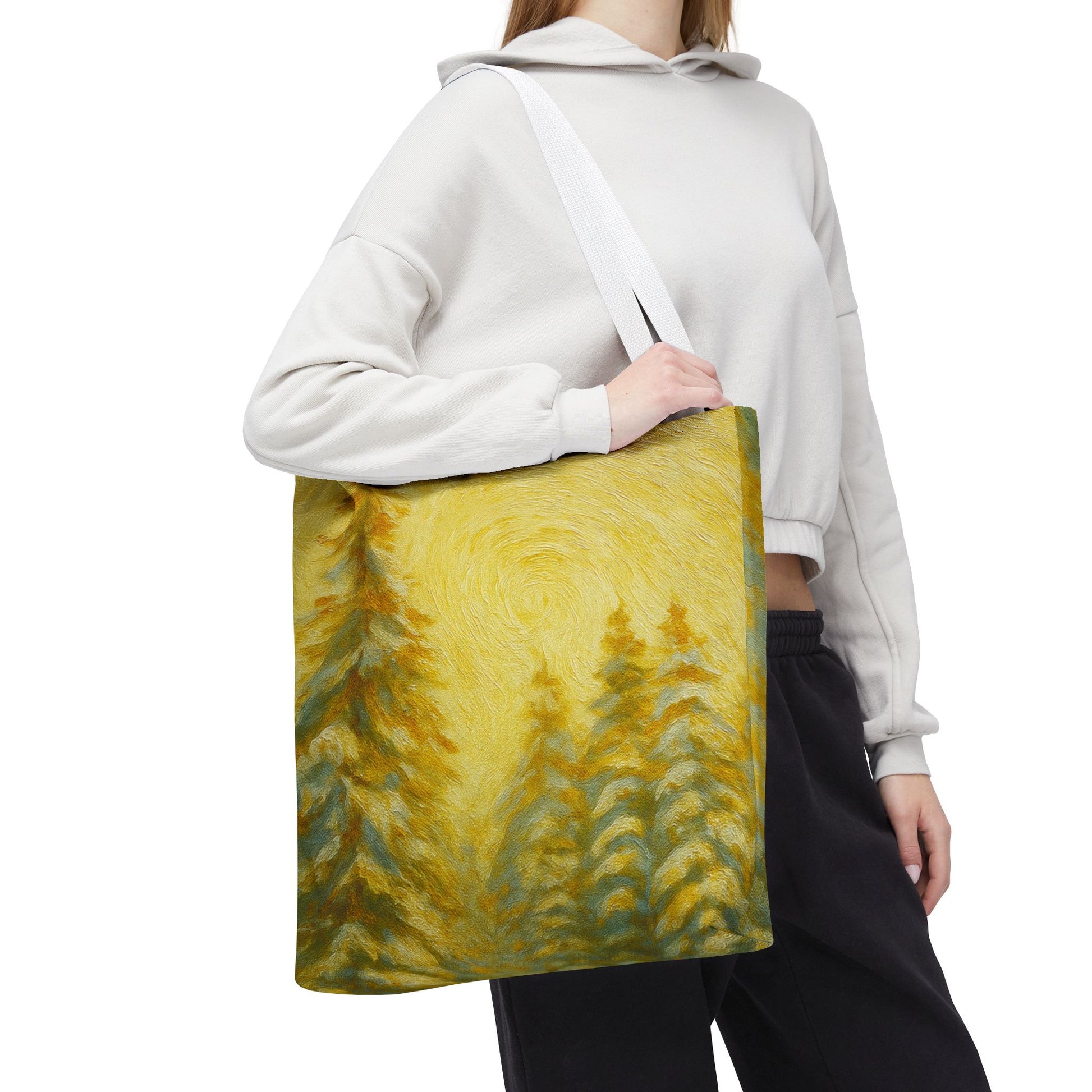Eco-friendly canvas tote bag with artistic abstract print, ideal for beach or casual outings, by Printify.