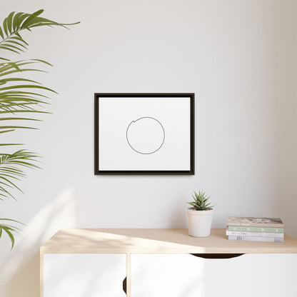 Framed matte canvas wall art featuring a minimal circular line design, ideal for modern home or office decor.
