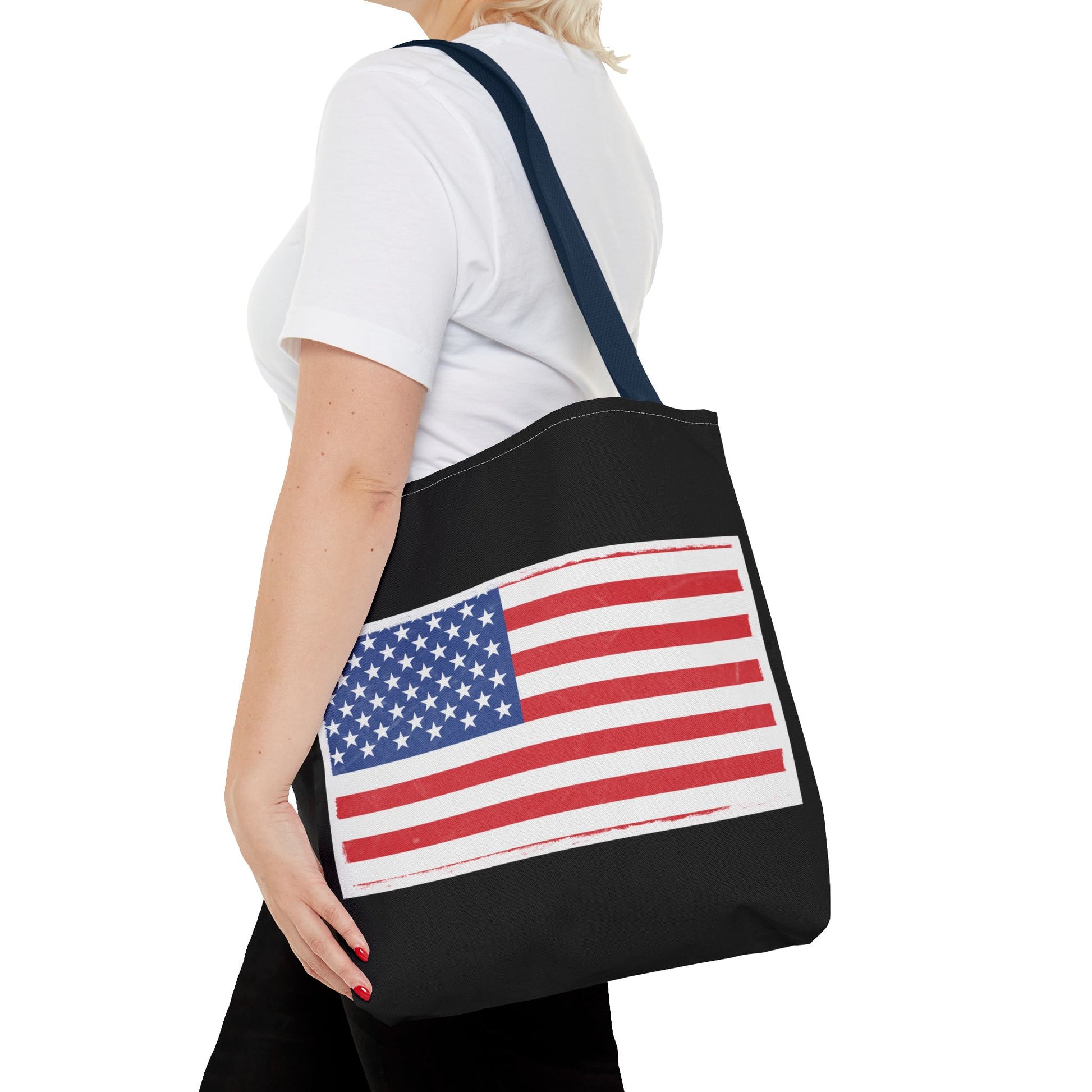Patriotic Tote Bag, American Flag Carryall, Beach Bag, Reusable Shopping Tote, Independence Day Gift - TRV