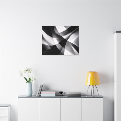 Abstract Black and White Swirl Matte Canvas
