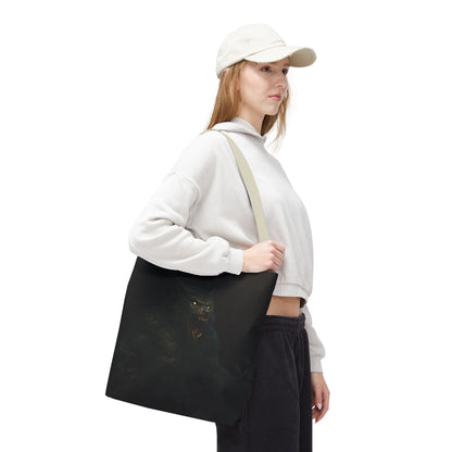 Werewolf tote bag with dark Halloween art, featuring a spooky horror-themed design, perfect for horror fans and costume accessories