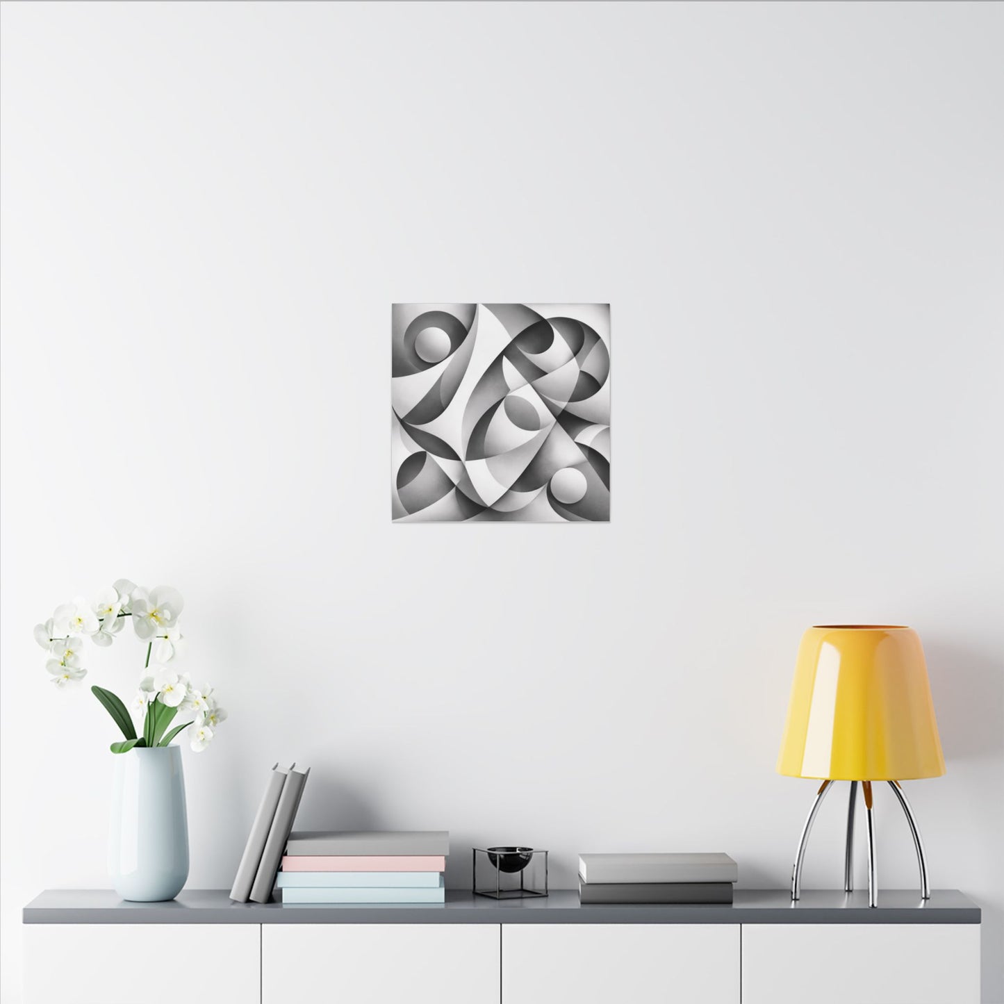 Monochrome Abstract Geometric Art Matte Canvas