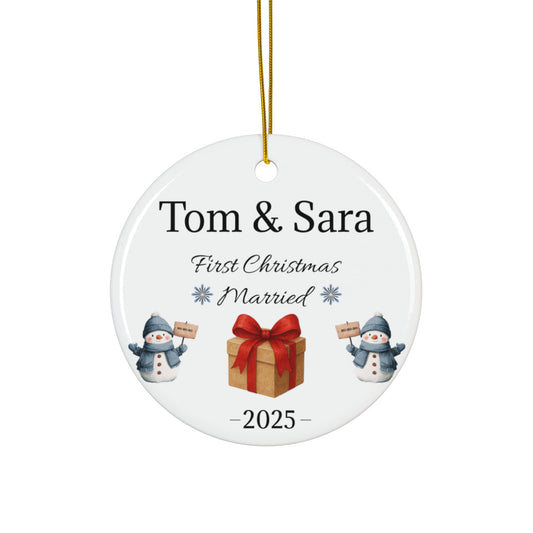 First Christmas Married ornament | Ceramic Christmas ornament, Personalized 2025 - TRV