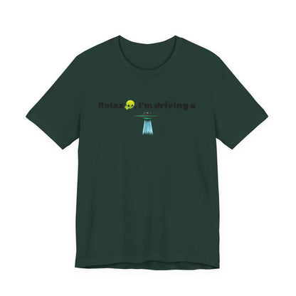 Alien Driving Unisex Tee - Fun Casual Shirt, Gifts for UFO Lovers, Quirky Humor T-Shirt, Perfect for Road Trips, Unique Birthday Present