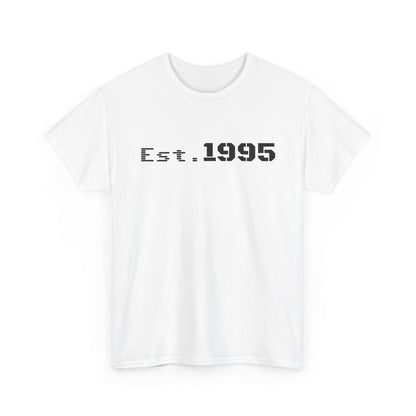 Vintage minimalist Est. 1995 T-shirt by Printify featuring a simple "Born in 1995" design on soft fabric.