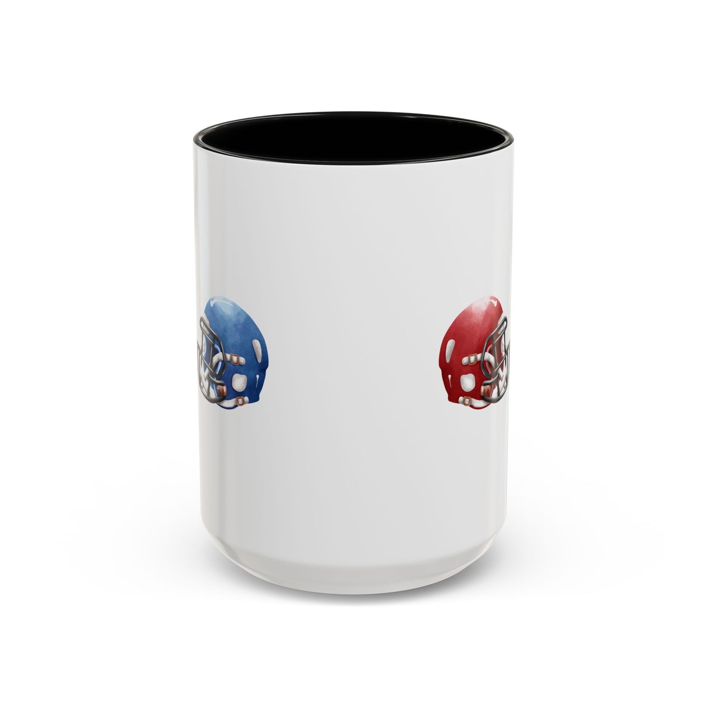 Football Helmet Coffee Mug — Red vs Blue Rivalry Accent Mug (11/15oz)