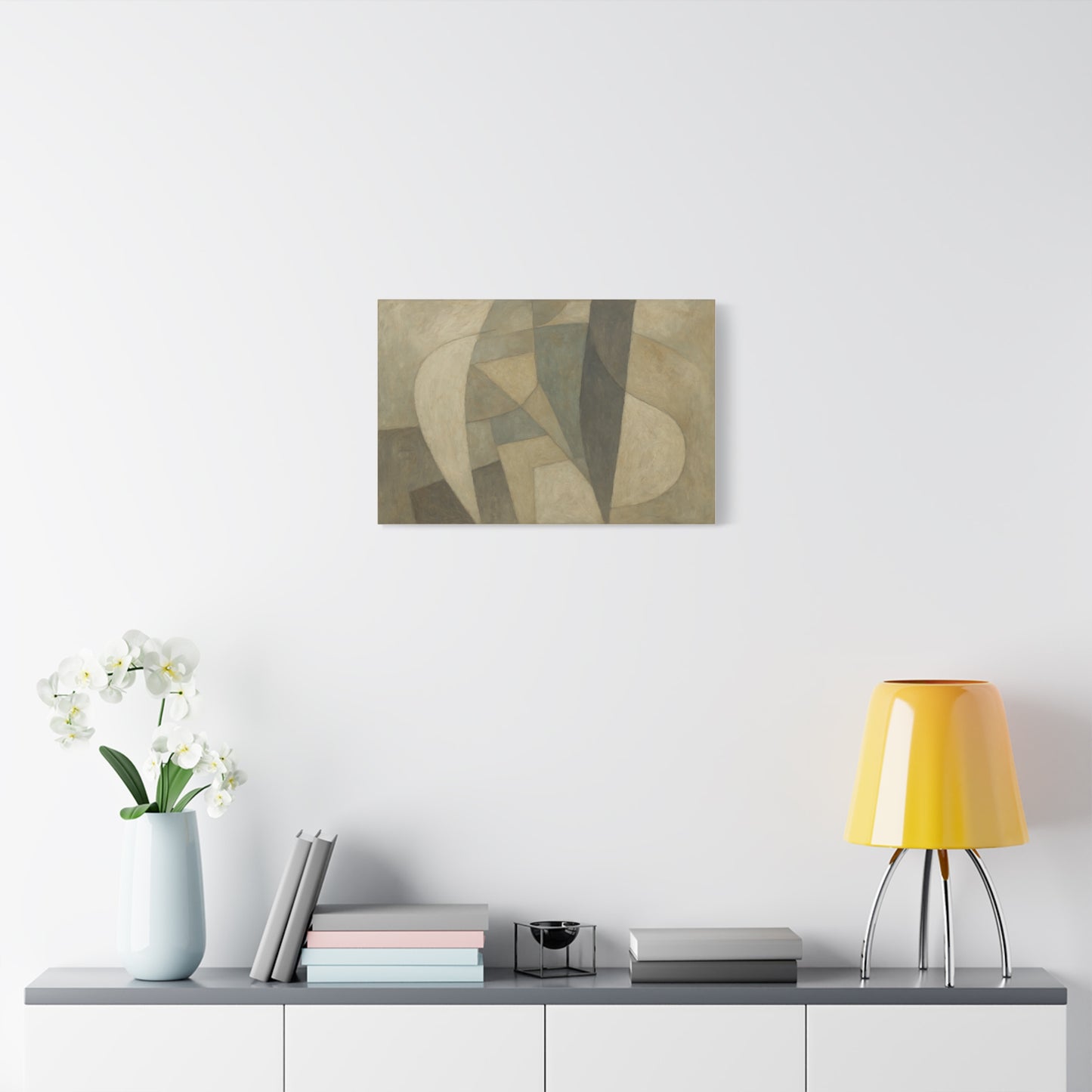 Abstract neutral geometric shapes matte canvas print featuring modern design on a canvas by Printify.