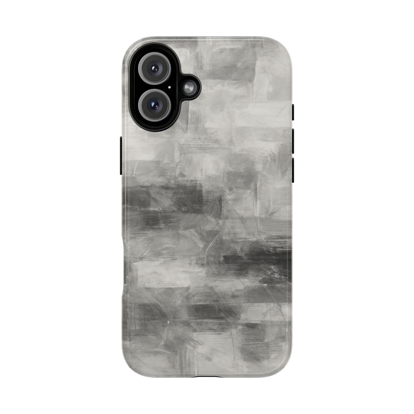 Abstract gray grid phone case for iPhone, tough protective cover by Printify with modern geometric design.
