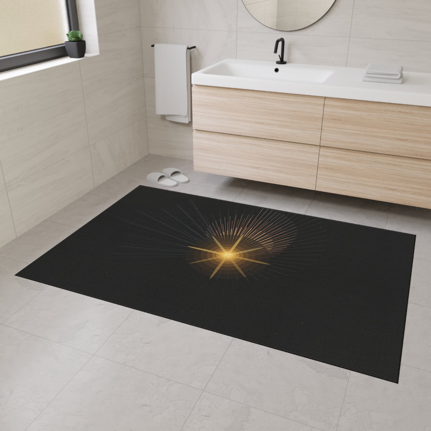 Radiant Star Burst Floor Mat | Black Entrance Rug - TRV