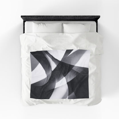 Abstract Black Smoke Design Velveteen Plush Blanket | Monochrome Swirl