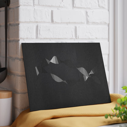 Abstract Geometric Fish Glass Cutting Board | Modern Kitchen Décor