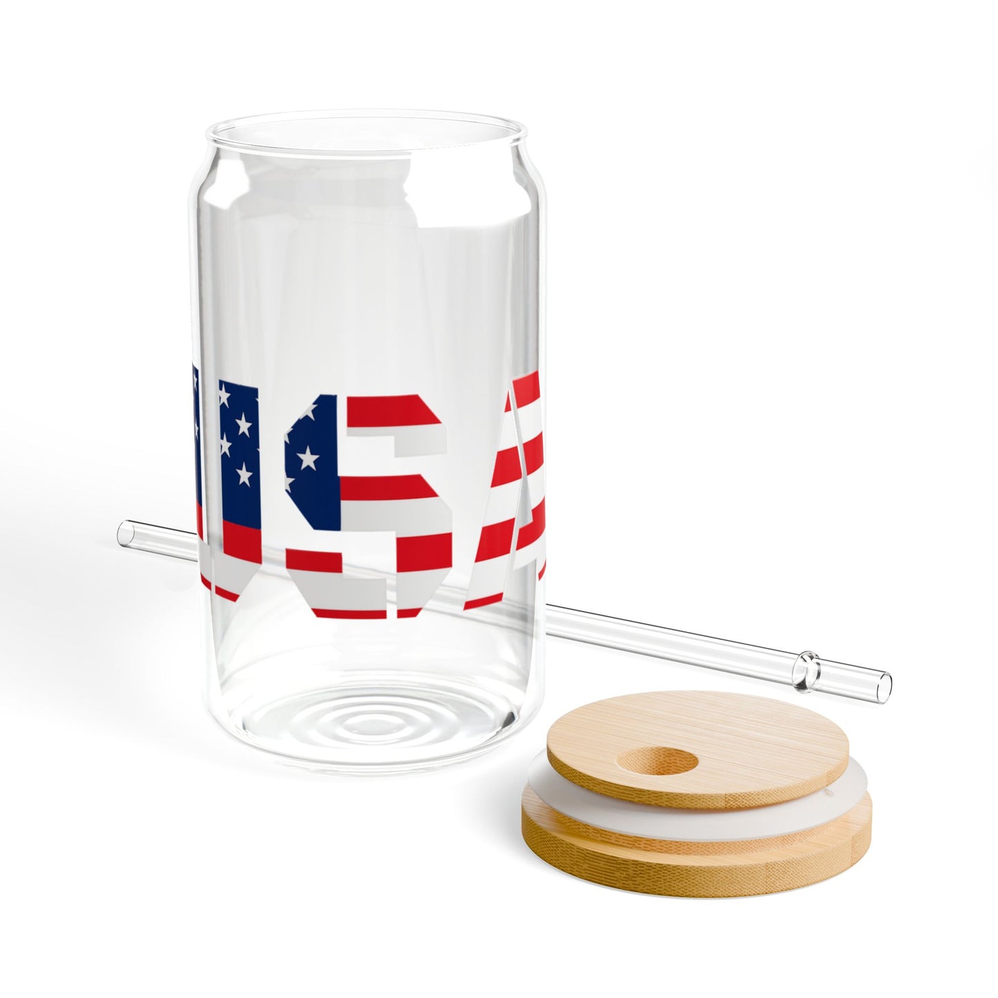 USA Flag Sipper Glass | 16oz Reusable Drinkware, Patriotic Glass, Summer Party Essential, 4th of July Celebration, Eco-Friendly Gift - TRV