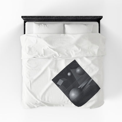 3D Geometric Spheres Velveteen Plush Blanket | Abstract Cube & Sphere Design