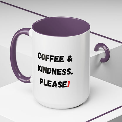 Coffee & Kindness Mug - Inspirational Coffee Cup, Gift for Friends, Office Decor, Encouragement, Morning Motivation