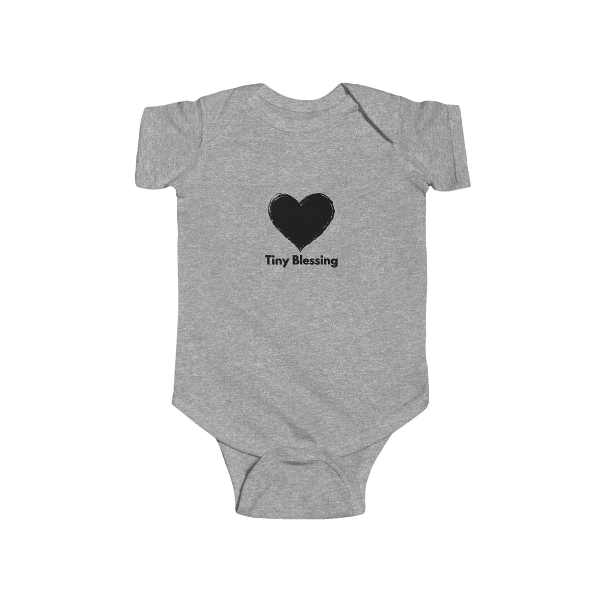 Printify Tiny Blessing infant bodysuit showing a cute baby onesie with a gentle blessing design for newborns.