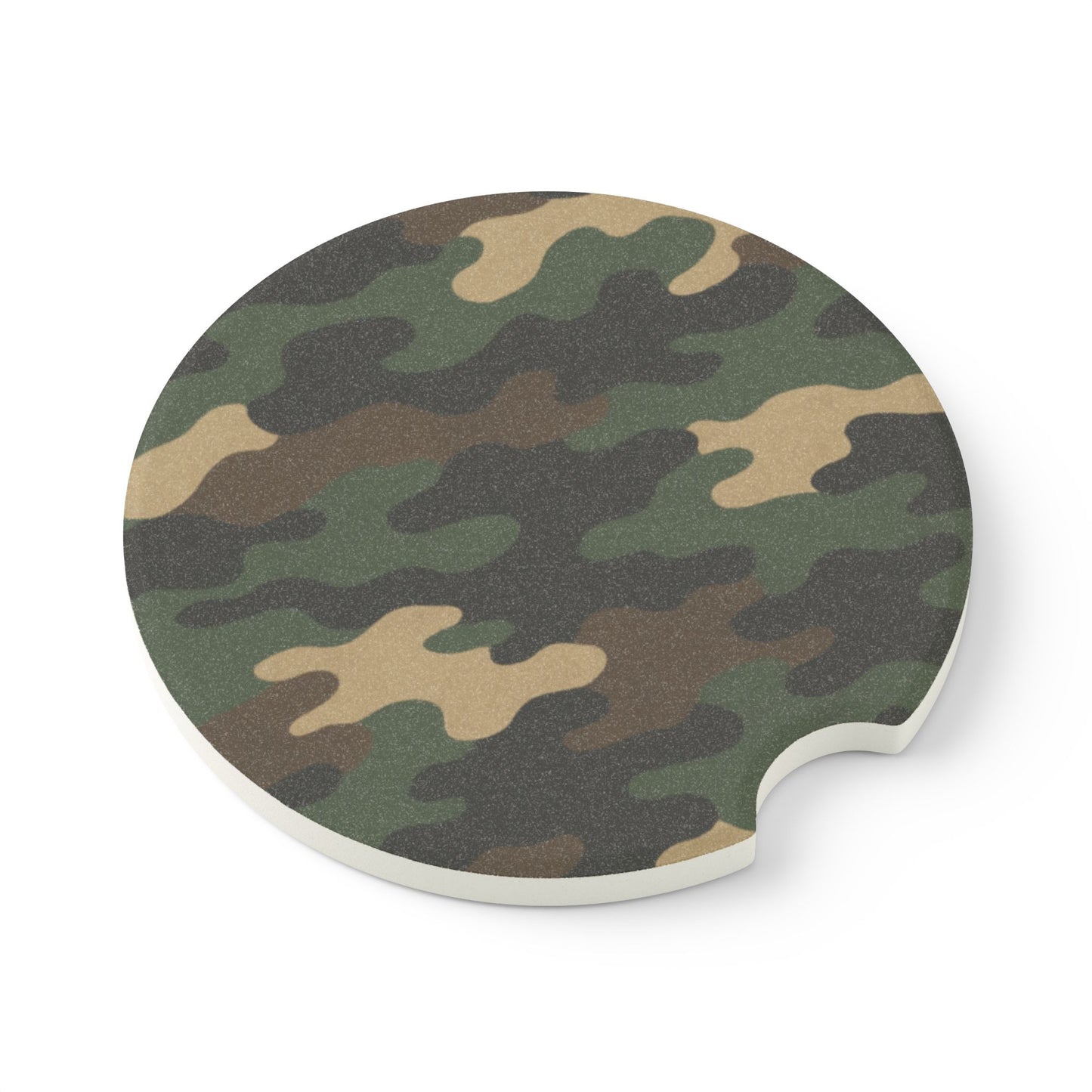 Camouflage Soapstone Car Coaster — Camo Cup Holder Drink Mat