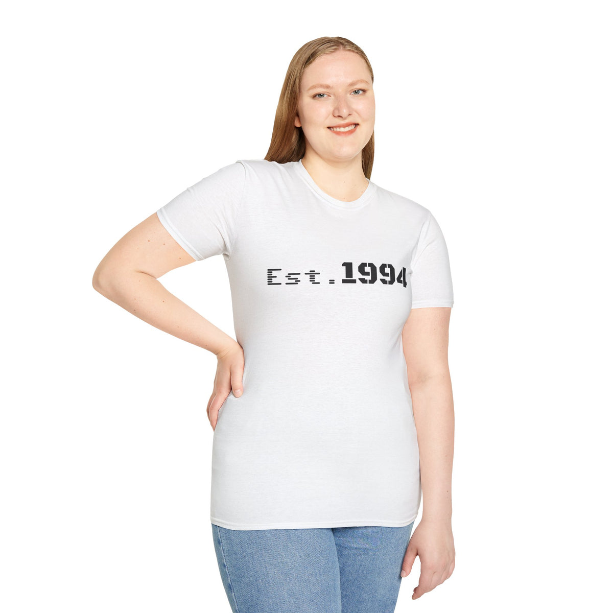 Vintage 1994 Est. graphic T-shirt by Printify featuring bold "Born 1994" design on soft cotton fabric.