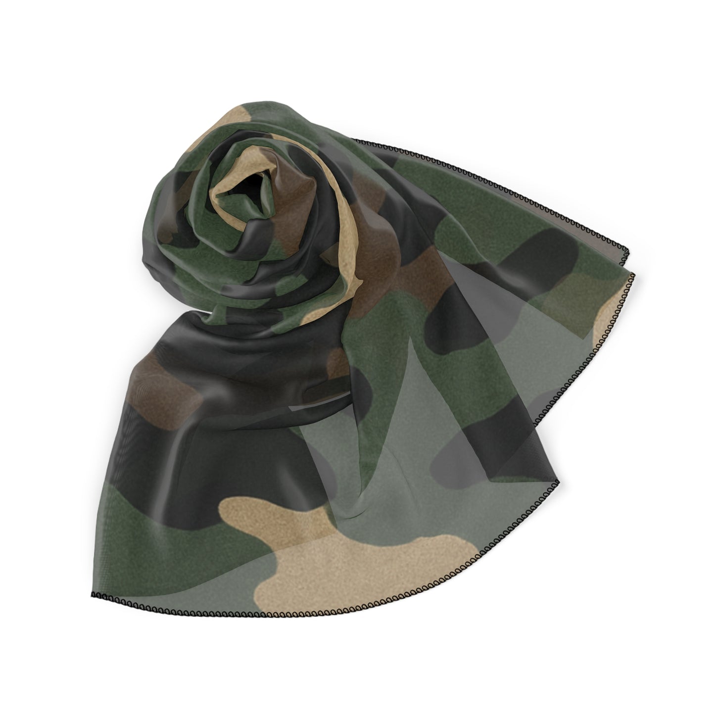 Camouflage Poly Scarf — Lightweight Camo Print Fashion Scarf