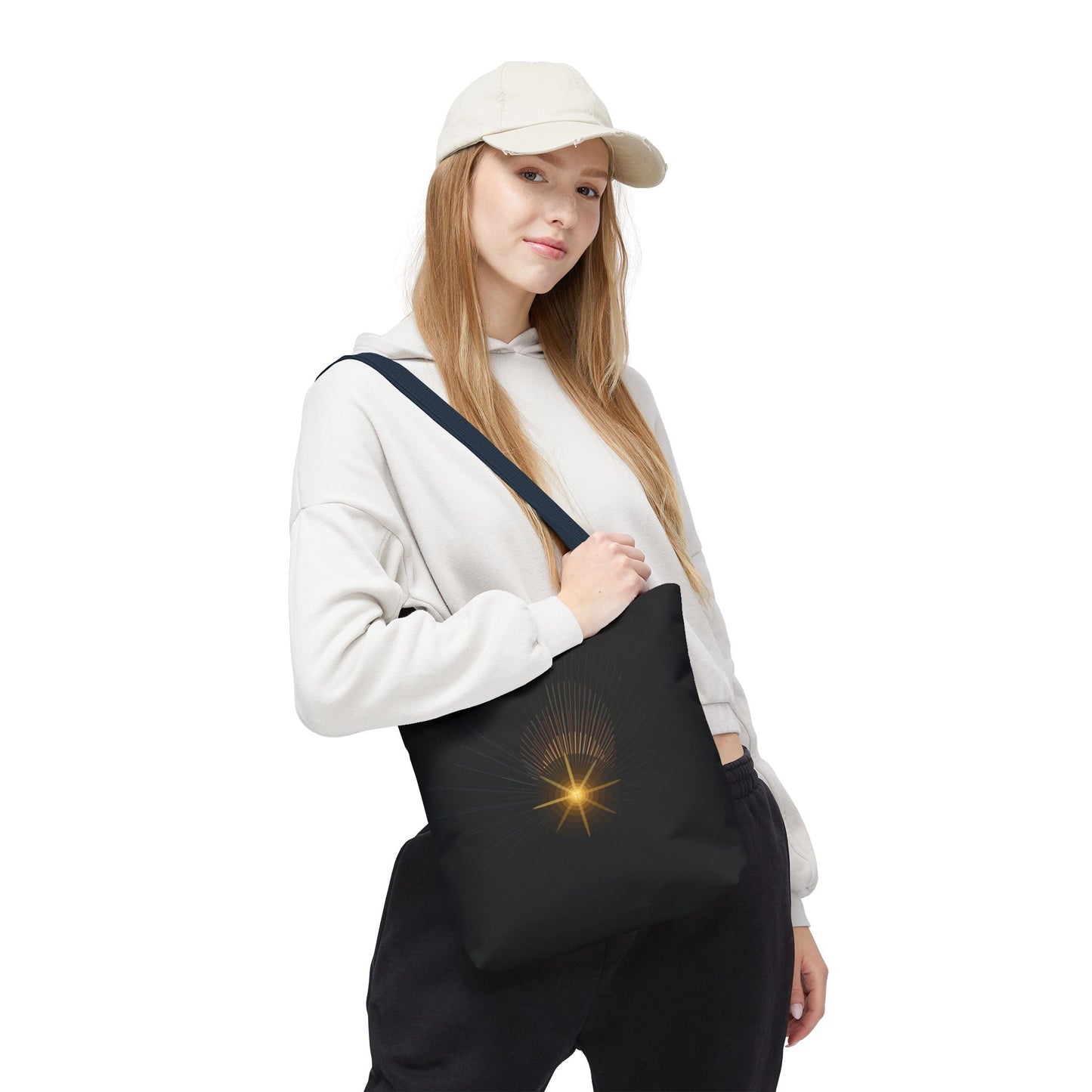 Radiant Starburst Tote Bag | Golden Light Celestial Design - TRV