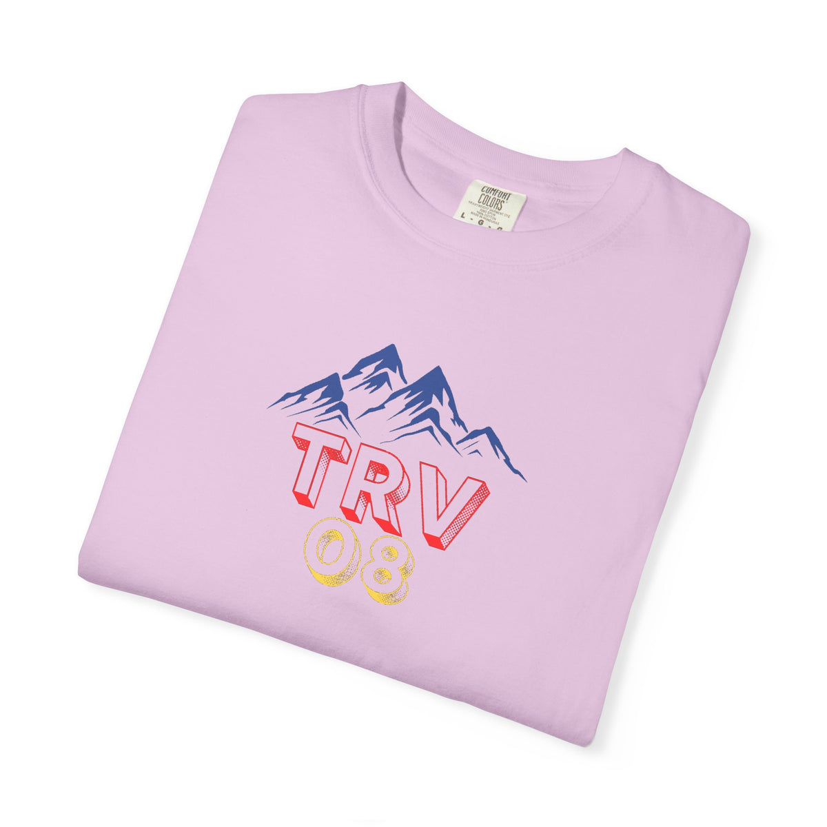 Unisex Printify TRV08 Logo T-Shirt, garment-dyed cotton tee with printed logo on front, casual and comfortable fit.
